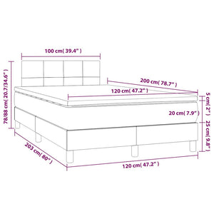 Κρεβάτι Boxspring με Στρώμα & LED Σκ. Μπλε 120x200εκ. Βελούδινο