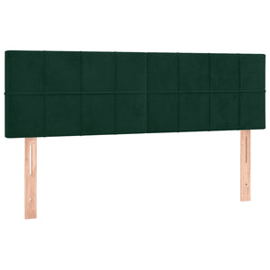 Κρεβάτι Boxspring με Στρώμα & LED Σκ. Πράσινο 140x200εκ Βελούδο
