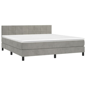 Κρεβάτι Boxspring με Στρώμα & LED Αν.Γκρι 160x200 εκ. Βελούδινο