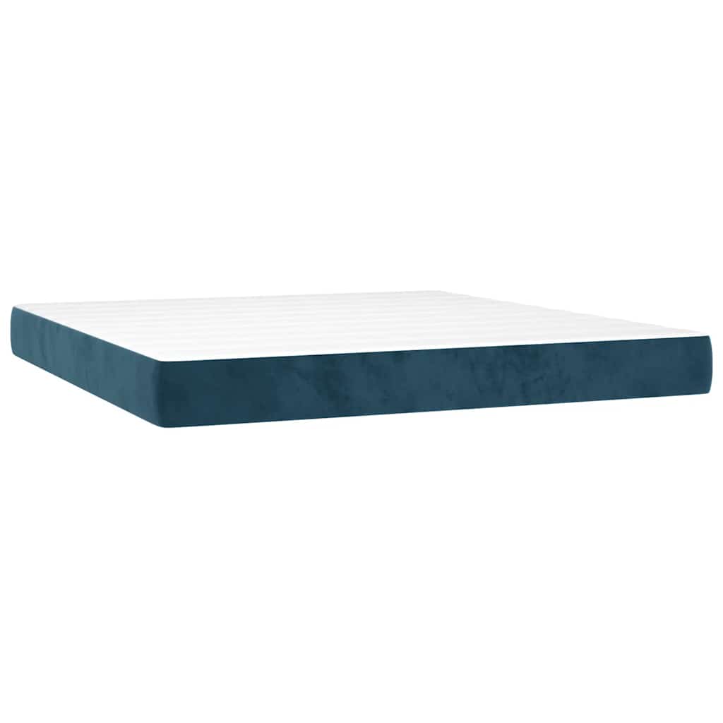 Κρεβάτι Boxspring με Στρώμα & LED Σκ. Μπλε 180x200εκ. Βελούδινο