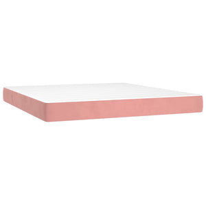 Κρεβάτι Boxspring με Στρώμα & LED Ροζ 180x200 εκ. Βελούδινο