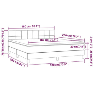 Κρεβάτι Boxspring με Στρώμα & LED Ροζ 180x200 εκ. Βελούδινο