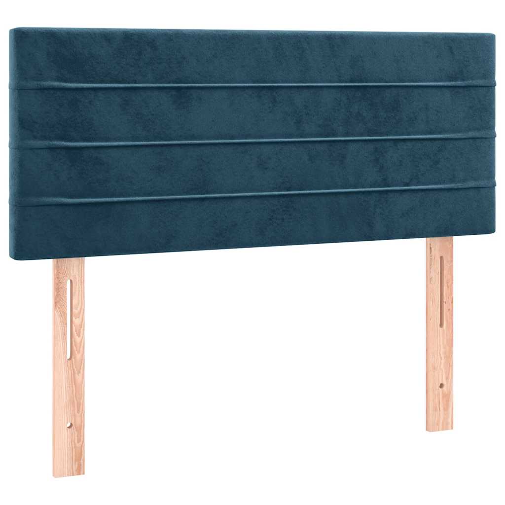 Κρεβάτι Boxspring με Στρώμα & LED Σκ. Μπλε 100x200εκ. Βελούδινο