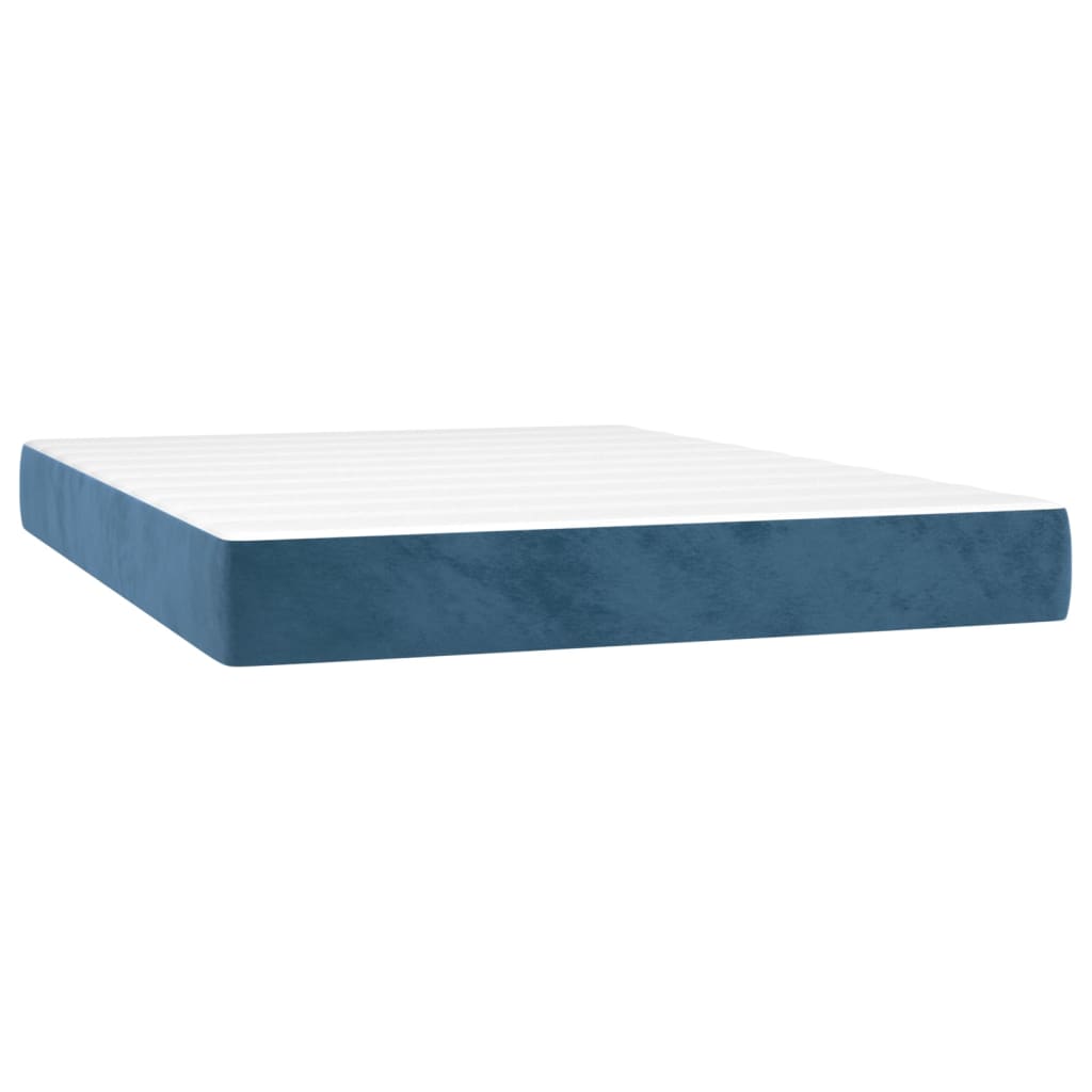 Κρεβάτι Boxspring με Στρώμα & LED Σκ. Μπλε 140x190εκ. Βελούδινο - Pakobazaar