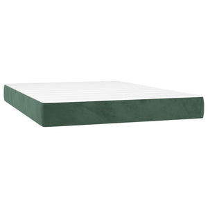 Κρεβάτι Boxspring με Στρώμα & LED Σκ. Πράσινο 140x200εκ Βελούδο
