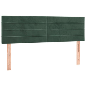 Κρεβάτι Boxspring με Στρώμα & LED Σκ. Πράσινο 140x200εκ Βελούδο