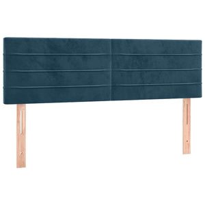 Κρεβάτι Boxspring με Στρώμα & LED Σκ. Μπλε 140x200εκ. Βελούδινο