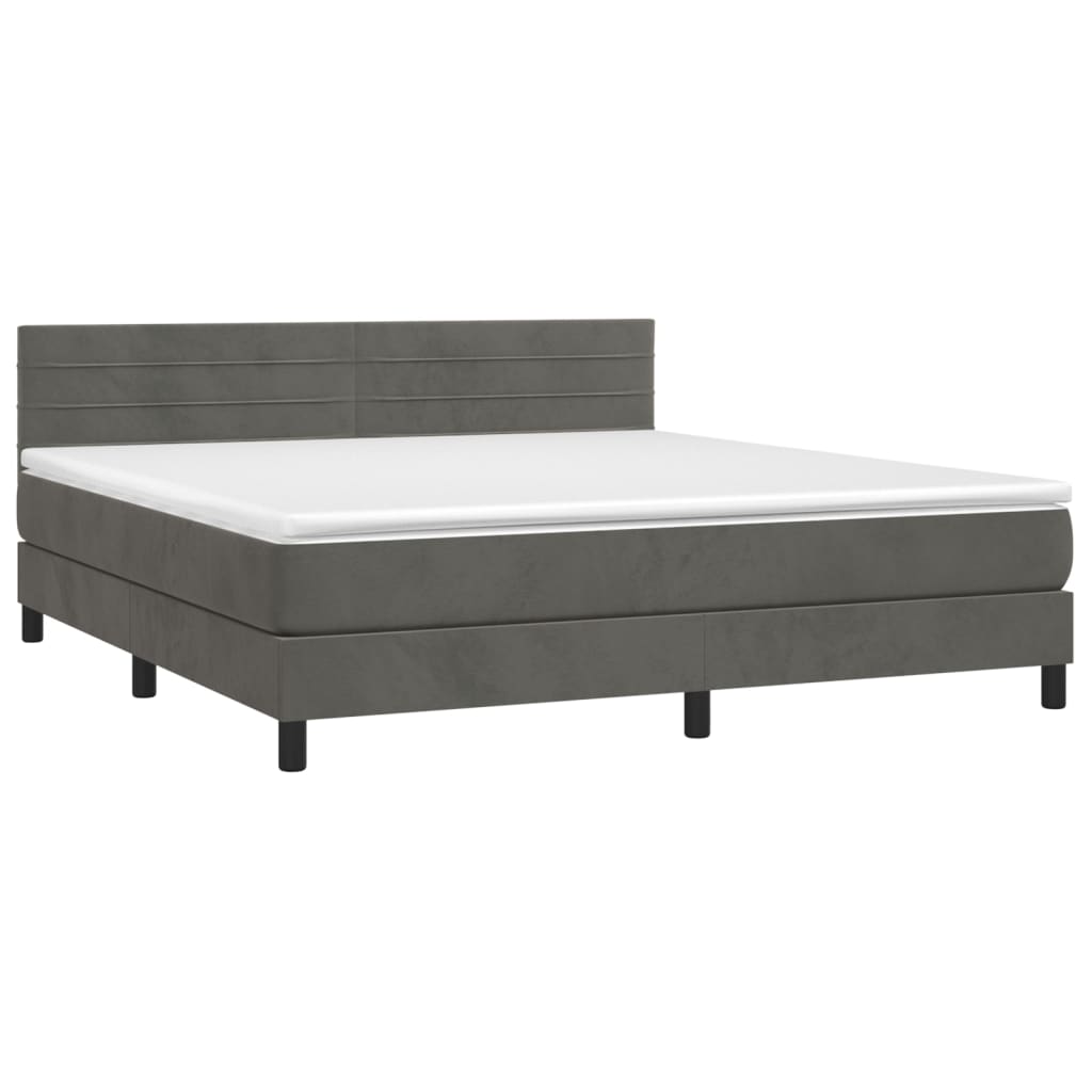 Κρεβάτι Boxspring με Στρώμα & LED Σκ. Γκρι 160x200εκ. Βελούδινο - Pakobazaar