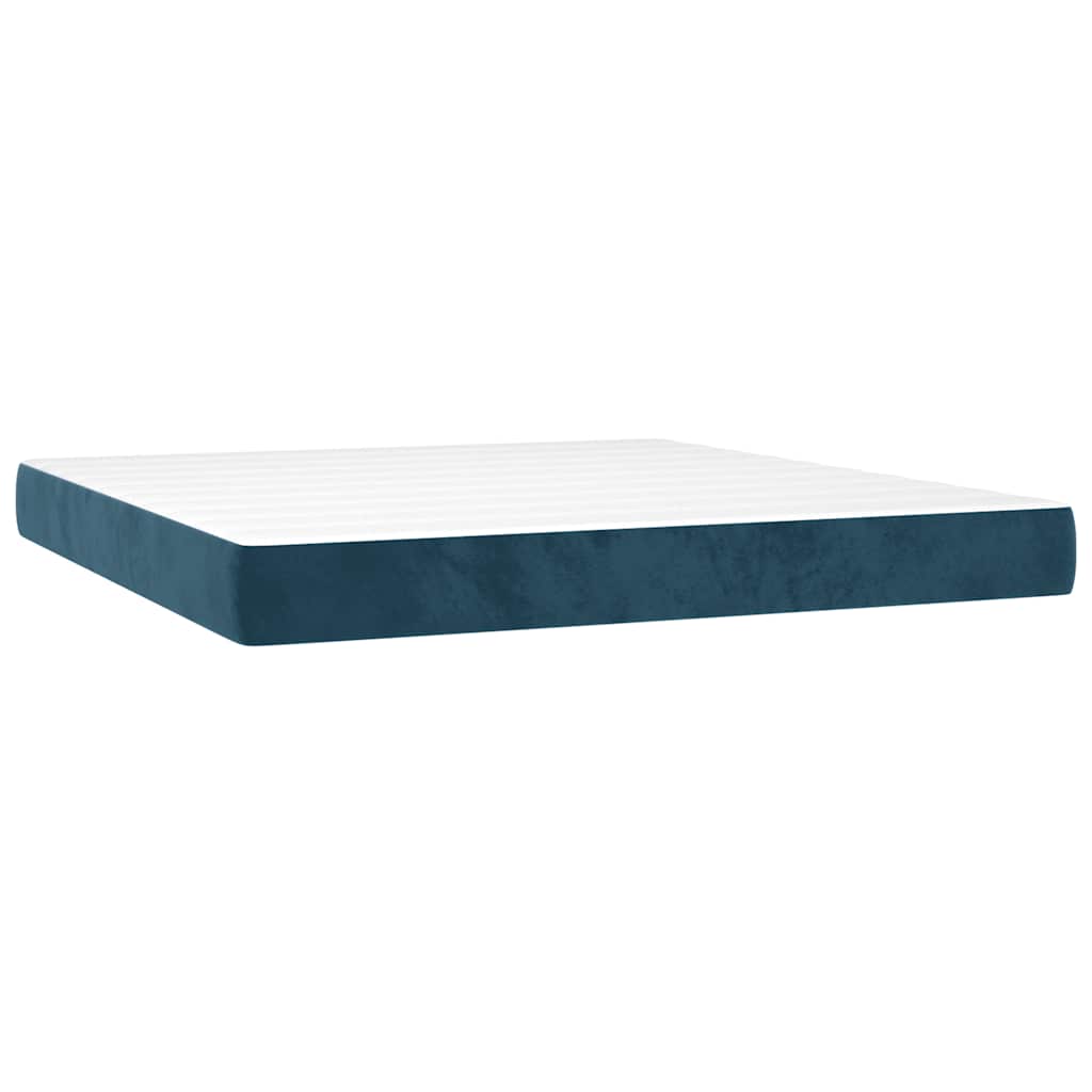 Κρεβάτι Boxspring με Στρώμα & LED Σκ. Μπλε 180x200εκ. Βελούδινο