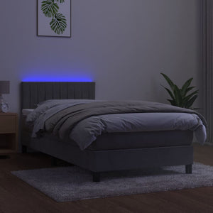Κρεβάτι Boxspring με Στρώμα & LED Αν.Γκρι 80x200 εκ. Βελούδινο