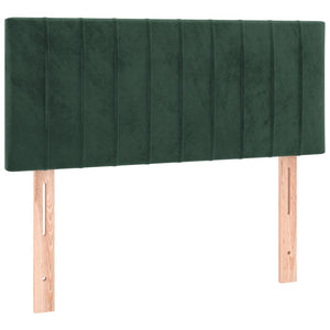 Κρεβάτι Boxspring με Στρώμα & LED Σκ. Πράσινο 90x200 εκ Βελούδο
