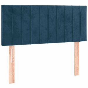 Κρεβάτι Boxspring με Στρώμα & LED Σκ. Μπλε 90x200 εκ. Βελούδινο