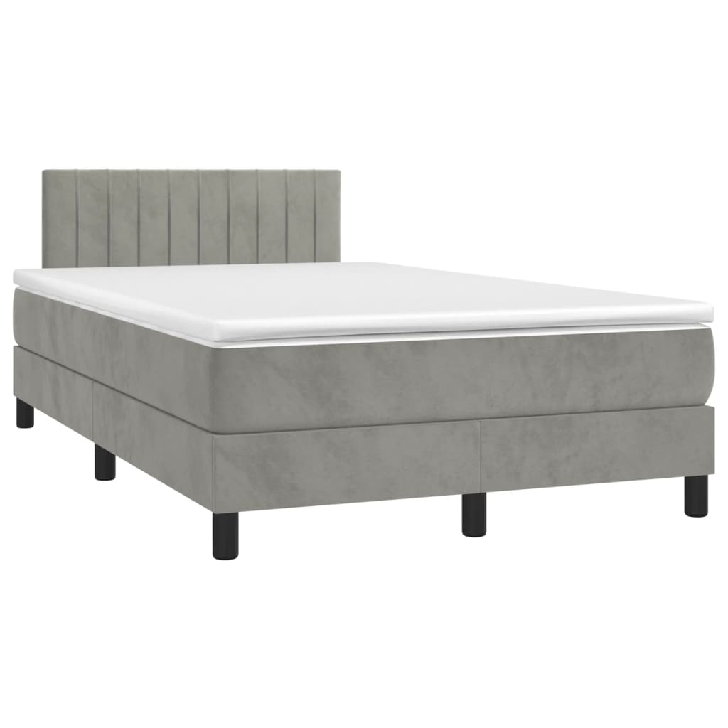 Κρεβάτι Boxspring με Στρώμα & LED Αν.Γκρι 120x200 εκ. Βελούδινο
