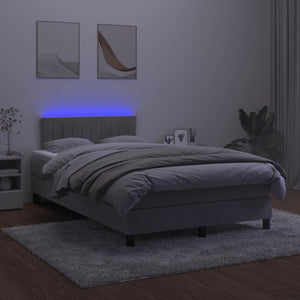 Κρεβάτι Boxspring με Στρώμα & LED Αν.Γκρι 120x200 εκ. Βελούδινο