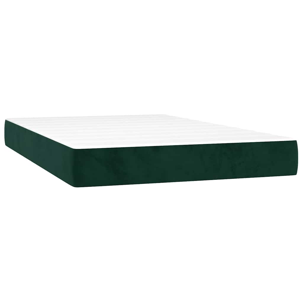Κρεβάτι Boxspring με Στρώμα & LED Σκ. Πράσινο 120x200εκ Βελούδο