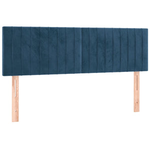 Κρεβάτι Boxspring με Στρώμα & LED Σκ. Μπλε 140x190εκ. Βελούδινο
