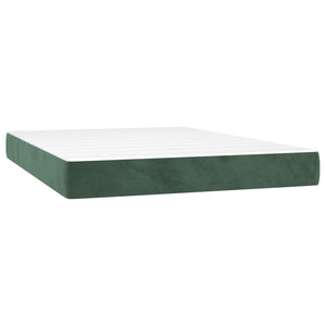 Κρεβάτι Boxspring με Στρώμα & LED Σκ. Πράσινο 140x200εκ Βελούδο