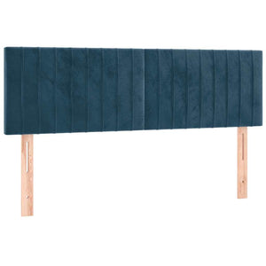 Κρεβάτι Boxspring με Στρώμα & LED Σκ. Μπλε 140x200εκ. Βελούδινο