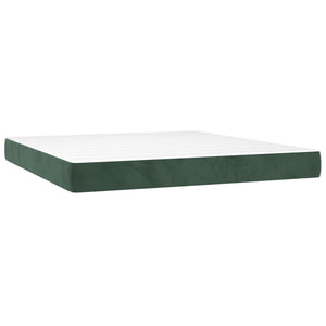 Κρεβάτι Boxspring με Στρώμα & LED Σκ. Πράσινο 180x200εκ Βελούδο