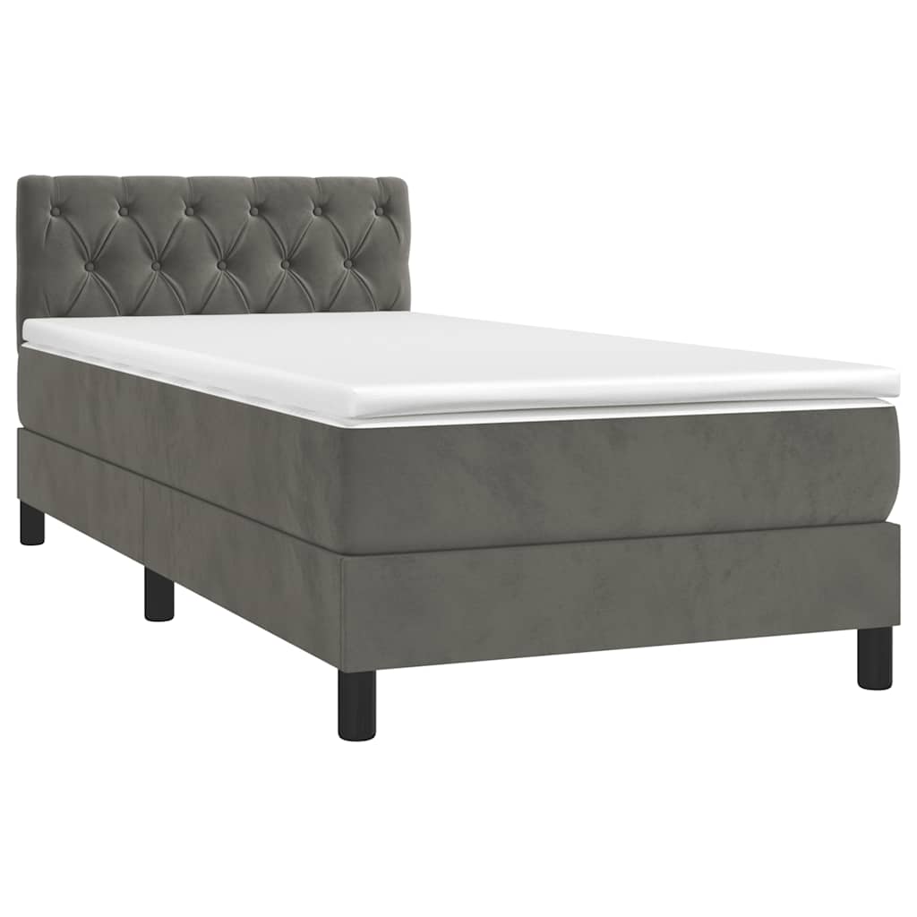 Κρεβάτι Boxspring με Στρώμα & LED Σκ. Γκρι 80x200 εκ. Βελούδινο
