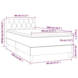 Κρεβάτι Boxspring με Στρώμα & LED Σκ. Πράσινο 80x200 εκ Βελούδο