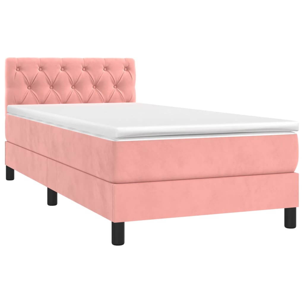 Κρεβάτι Boxspring με Στρώμα & LED Ροζ 80 x 200 εκ. Βελούδινο