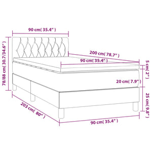 Κρεβάτι Boxspring με Στρώμα & LED Μαύρο 90x200 εκ. Βελούδινο