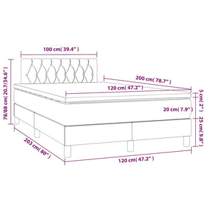 Κρεβάτι Boxspring με Στρώμα & LED Σκ. Πράσινο 120x200εκ Βελούδο