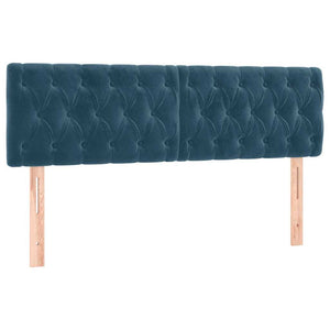 Κρεβάτι Boxspring με Στρώμα & LED Σκ. Μπλε 140x200εκ. Βελούδινο