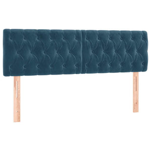 Κρεβάτι Boxspring με Στρώμα & LED Σκ. Μπλε 160x200εκ. Βελούδινο