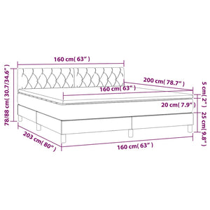 Κρεβάτι Boxspring με Στρώμα & LED Σκ. Μπλε 160x200εκ. Βελούδινο