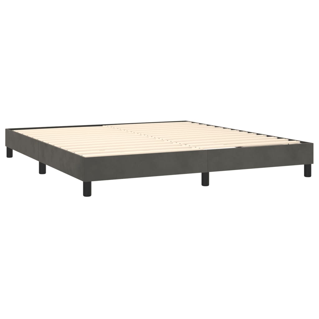 Κρεβάτι Boxspring με Στρώμα & LED Σκ. Γκρι 180x200εκ. Βελούδινο