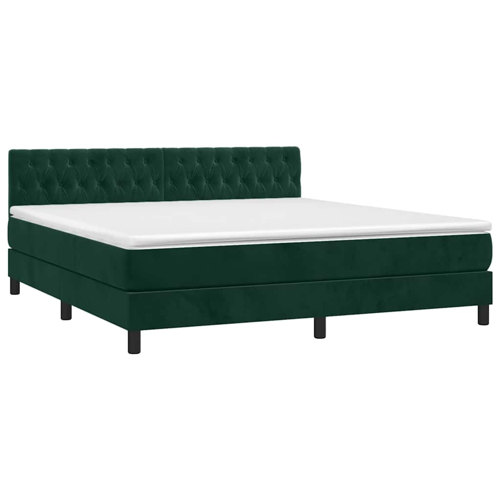 Κρεβάτι Boxspring με Στρώμα & LED Σκ. Πράσινο 180x200εκ Βελούδο - Pakobazaar