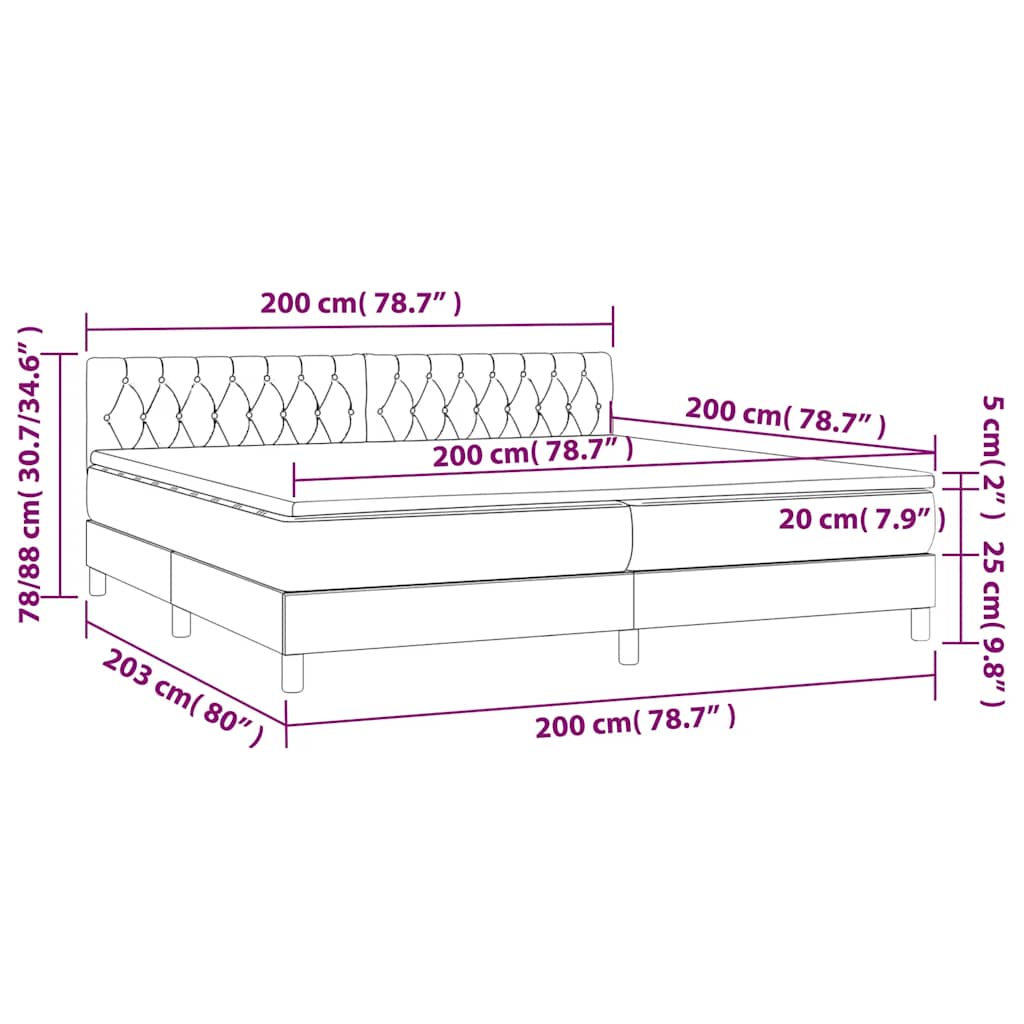 Κρεβάτι Boxspring με Στρώμα & LED Σκ. Πράσινο 200x200εκ Βελούδο