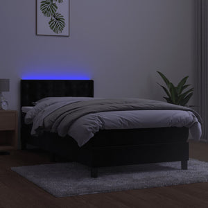 Κρεβάτι Boxspring με Στρώμα & LED Μαύρο 80x200 εκ. Βελούδινο