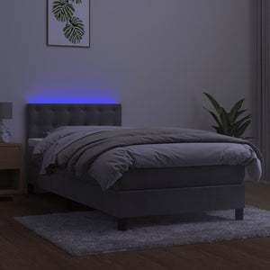 Κρεβάτι Boxspring με Στρώμα & LED Αν.Γκρι 90x200 εκ. Βελούδινο - Pakobazaar