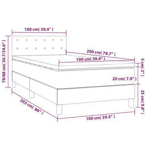 Κρεβάτι Boxspring με Στρώμα & LED Ροζ 100x200 εκ. Βελούδινο