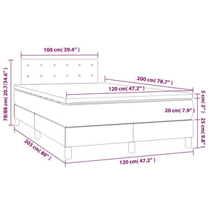 Κρεβάτι Boxspring με Στρώμα & LED Σκ. Μπλε 120x200εκ. Βελούδινο