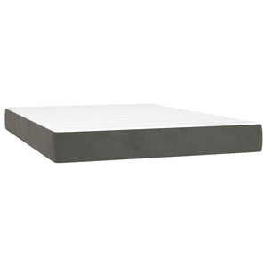 Κρεβάτι Boxspring με Στρώμα & LED Σκ. Γκρι 140x190εκ. Βελούδινο