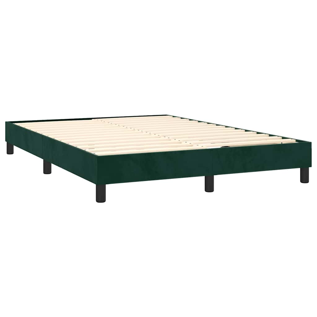 Κρεβάτι Boxspring με Στρώμα & LED Σκ. Πράσινο 140x190εκ Βελούδο
