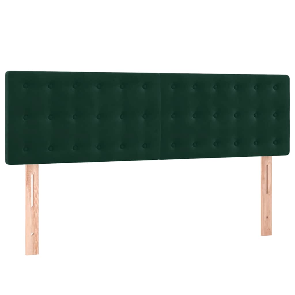 Κρεβάτι Boxspring με Στρώμα & LED Σκ. Πράσινο 140x190εκ Βελούδο