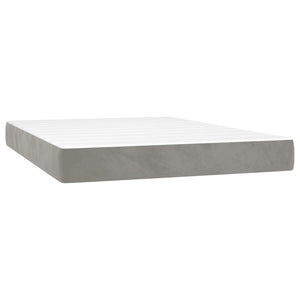 Κρεβάτι Boxspring με Στρώμα & LED Αν.Γκρι 140x200 εκ. Βελούδινο - Pakobazaar