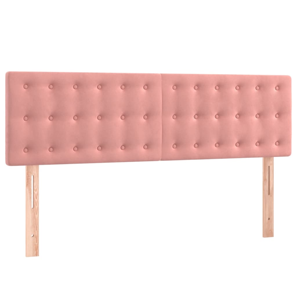 Κρεβάτι Boxspring με Στρώμα & LED Ροζ 140x200 εκ. Βελούδινο