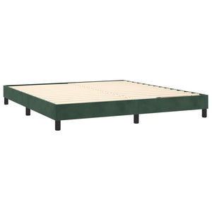 Κρεβάτι Boxspring με Στρώμα & LED Σκ. Πράσινο 160x200εκ Βελούδο