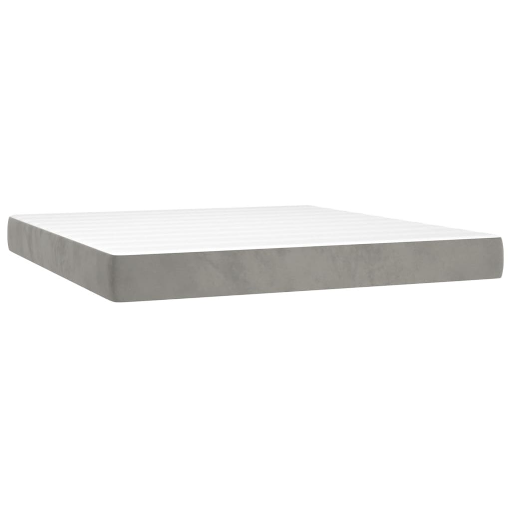 Κρεβάτι Boxspring με Στρώμα & LED Αν.Γκρι 180x200 εκ. Βελούδινο