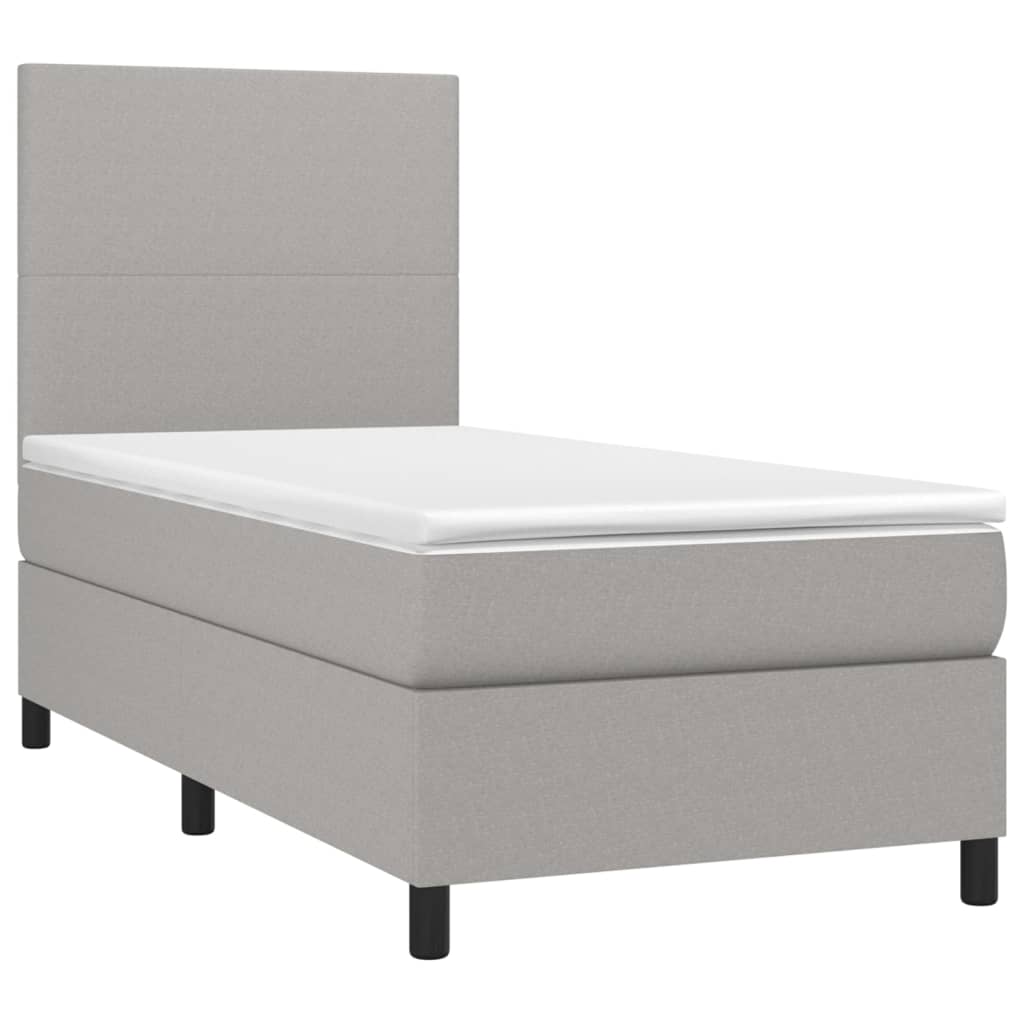 Κρεβάτι Boxspring με Στρώμα & LED Αν.Γκρι 80x200 εκ. Υφασμάτινο