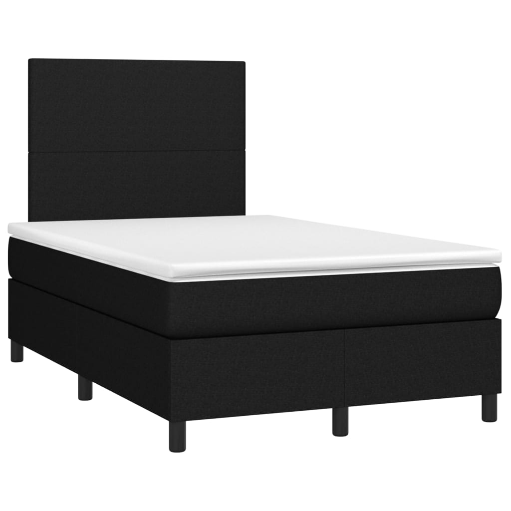 Κρεβάτι Boxspring με Στρώμα & LED Μαύρο 120x200 εκ. Υφασμάτινο