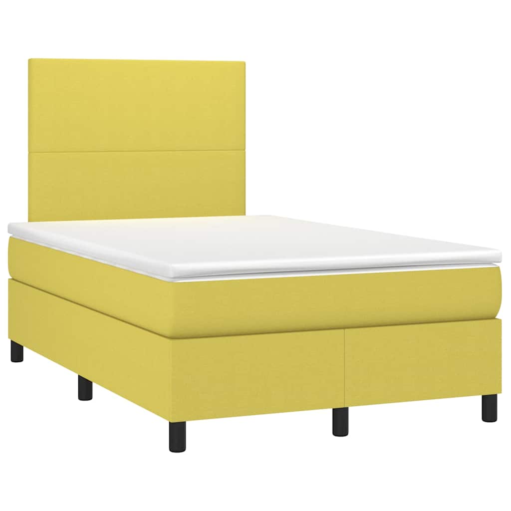 Κρεβάτι Boxspring με Στρώμα & LED Πράσινο 120x200 εκ Υφασμάτινο - Pakobazaar