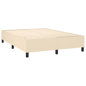 Κρεβάτι Boxspring με Στρώμα & LED Κρεμ 140x190 εκ. Υφασμάτινο - Pakobazaar