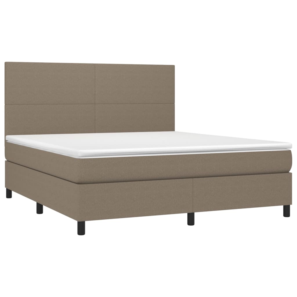 Κρεβάτι Boxspring με Στρώμα & LED Taupe 160x200 εκ. Υφασμάτινο